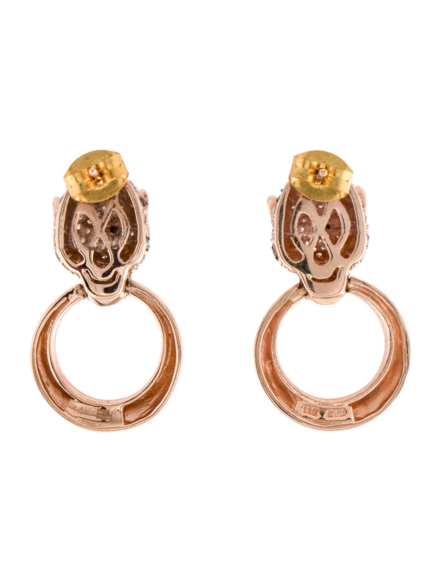 Effy Jewelry 14K Diamond & Emerald Panther Drop Earrings